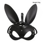 Маска з вушками кролика DS Fetish екокожа чорний