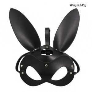 Маска з вушками кролика DS Fetish екокожа чорний
