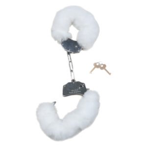 Наручники білий метал з хутром plush handcuffs