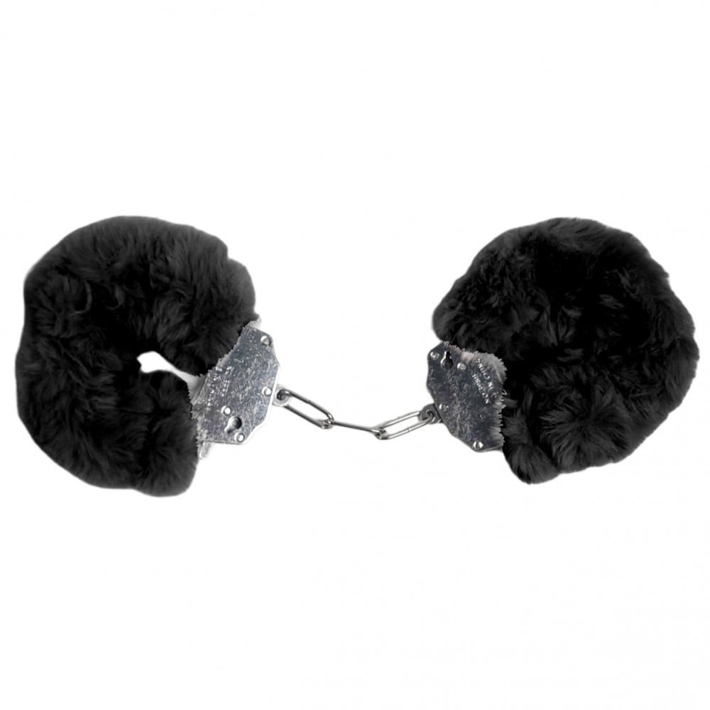 Наручники DS Fetish Plush handcuffs, метал із хутром, чорні Наручники DS Fetish Plush handcuffs, метал із хутром, чорні