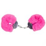 Наручники DS Fetish Plush handcuffs, метал з хутром, малинові