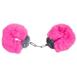 Наручники DS Fetish Plush handcuffs, метал з хутром, малинові