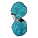 Наручники DS Fetish Plush handcuffs, метал з хутром, блакитний