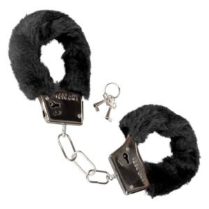 Наручники з хутром CalExotics, з ланцюгом, чорні
