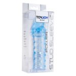 Насадка на член рельєфна Toy Joy, що подовжує, реалістична, блакитна, 15.5 х 3 см