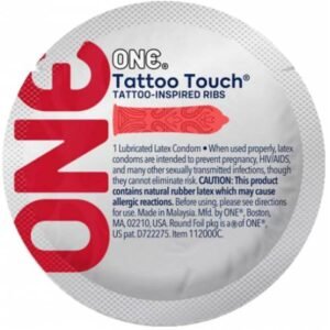 Набір презервативів із рельєфом у вигляді тату One Tattoo Touch червоні (ціна за 5 шт.)