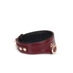 Шкіряний нашийник з повідцем Liebe Seele Wine Red Curved Collar, замок-сердечко