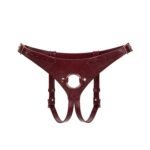 Шкіряні трусики для страпона Liebe Seele Wine Red Strap on Harness, універсальний розмір