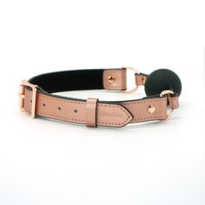 Кляп Liebe Seele Rose Gold Memory Ball Gag, силіконова кулька, діаметр 4,3 см, шкіряний ремінець