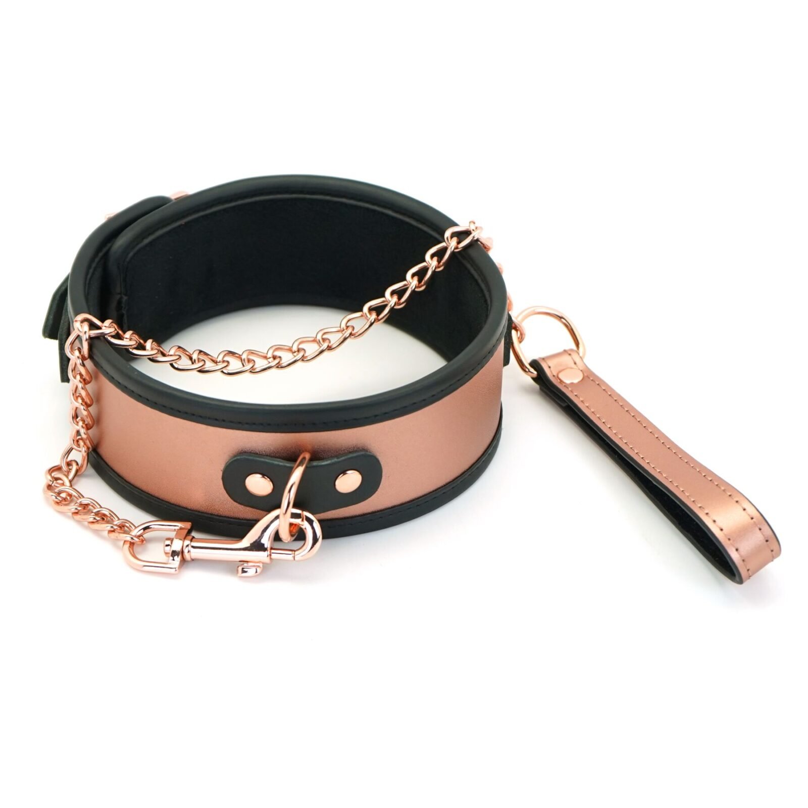 Широкий нашийник з повідцем Liebe Seele Rose Gold Memory Collar with Leash, натуральна шкіра Широкий нашийник з повідцем Liebe Seele Rose Gold Memory Collar with Leash, натуральна шкіра