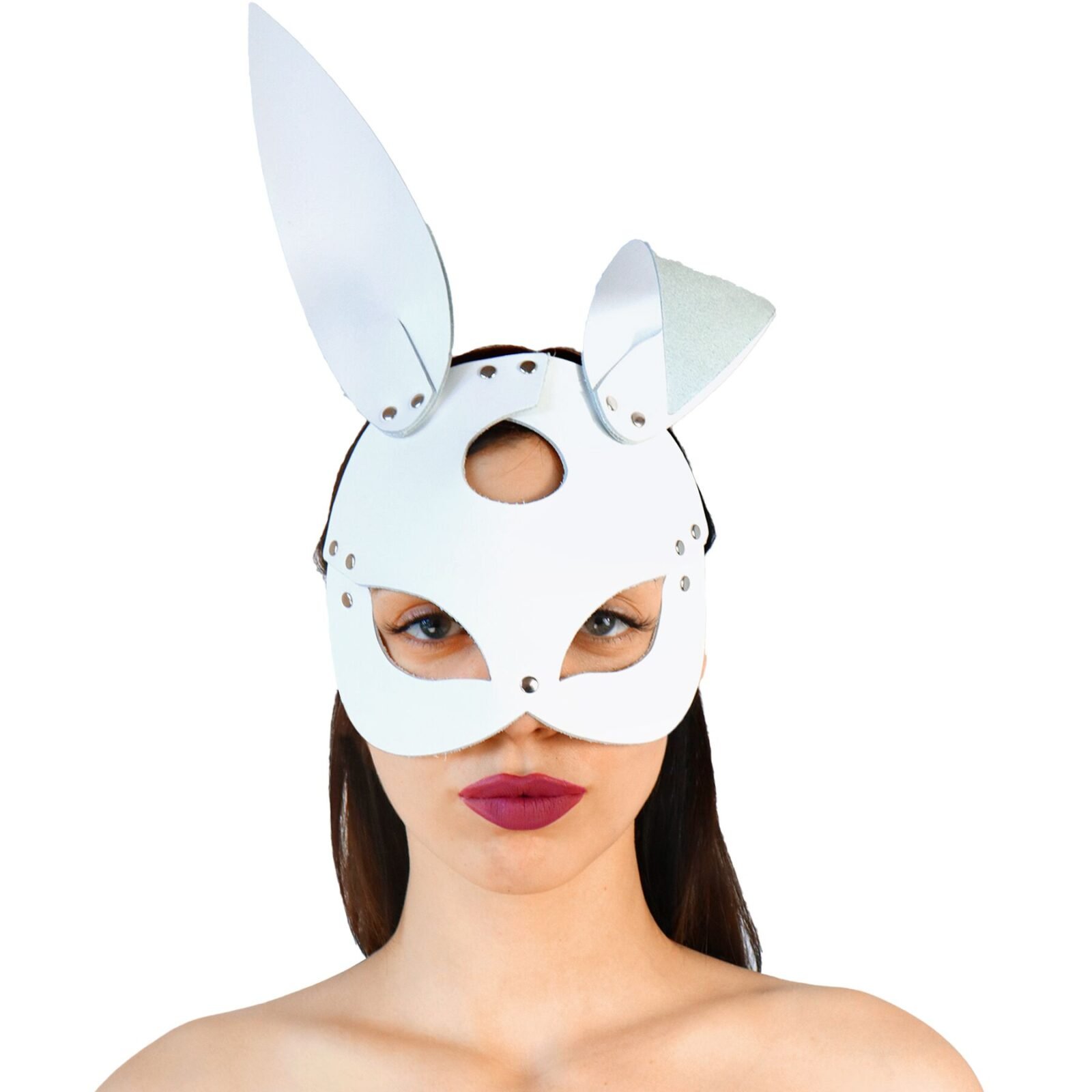 Шкіряна маска Зайчика Art of Sex - Bunny mask, колір Білий Шкіряна маска Зайчика Art of Sex - Bunny mask, колір Білий