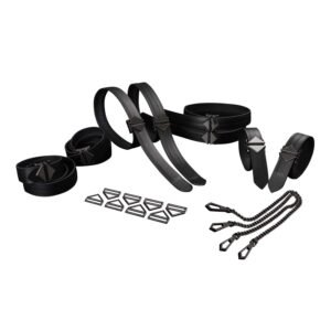 Набір для бондажу LOCKINK 8-Bondage-Straps Restraint Set, чорний 8 ременів з натуральної шкіри