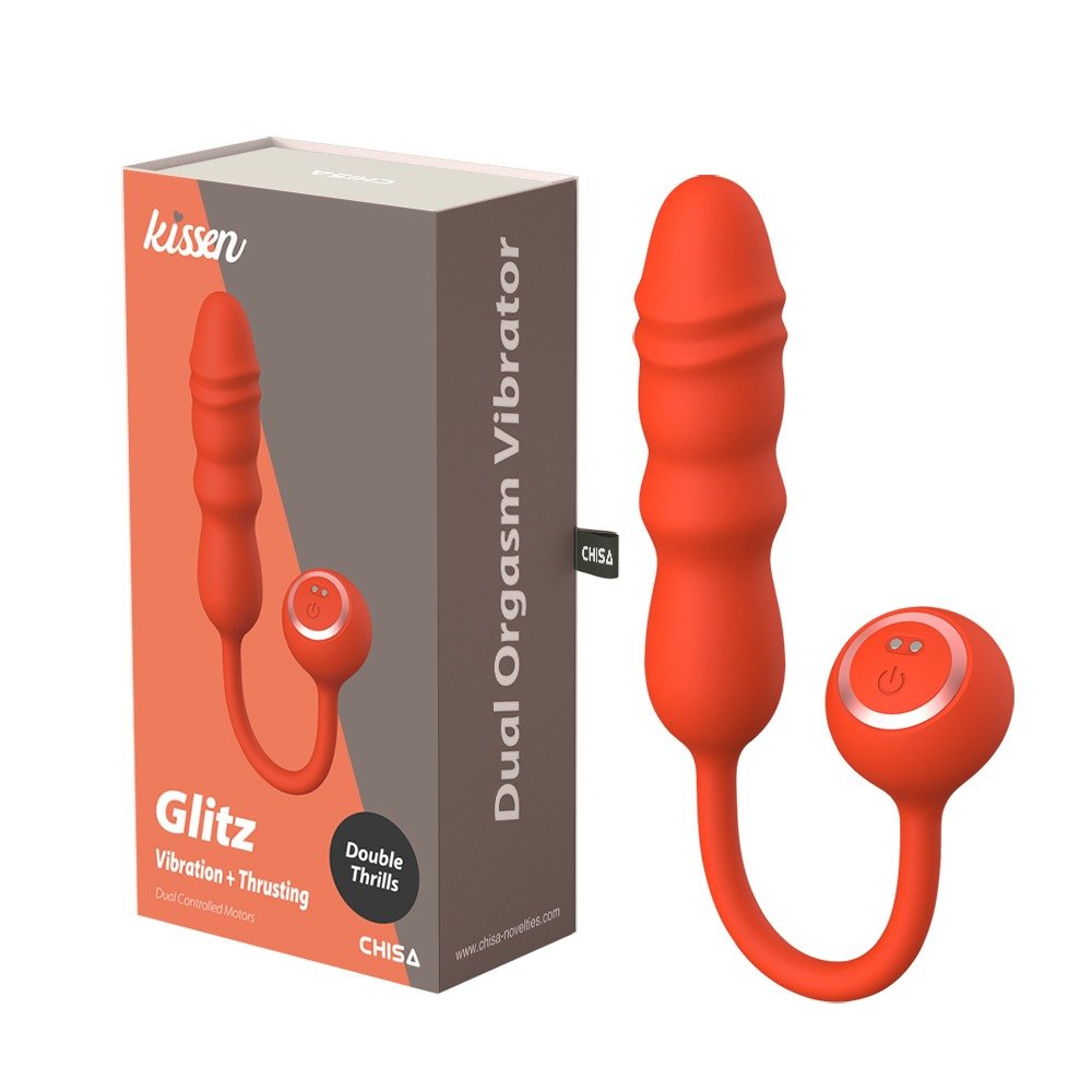 Вібратор Chisa Kissen Glitz з фрикціями, рельєфний, з дротовим пультом, помаранчевий Вібратор Chisa Kissen Glitz з фрикціями, рельєфний, з дротовим пультом, помаранчевий