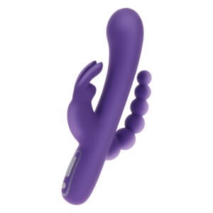 Вібратор-кролик з анальною ялинкою Toy Joy, силіконовий, фіолетовий, 21.5 х 4 см