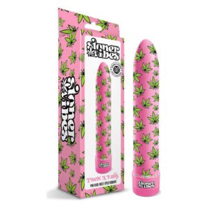 Вібратор нереалістичний із принтом Stoner Vibes Global Novelties, рожевий, 20.3 х 3.8 см