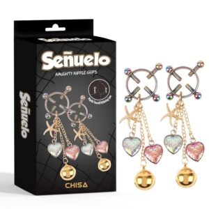 Затискачі на соски CHISA Senuelo Naughty Nipple Grips із підвісками у вигляді сердець
