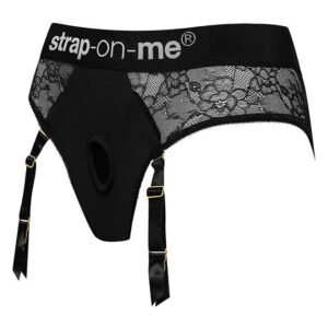 Мереживні трусики для страпона з підв’язками для панчіх Strap-On-Me DIVA HARNESS - XS