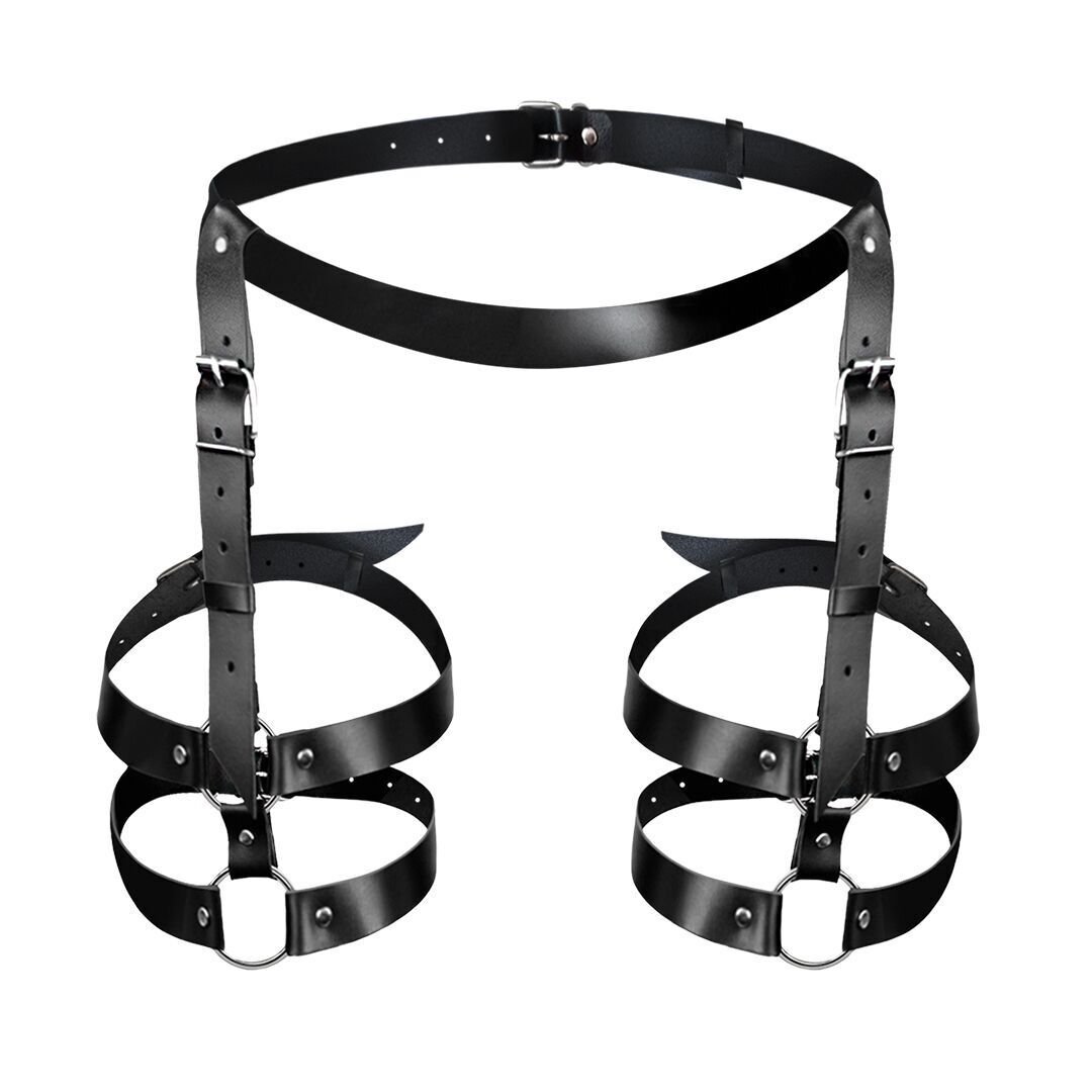 Шкіряні гартери Art of Sex - Melani Leather garters, Чорні L-2XL Шкіряні гартери Art of Sex - Melani Leather garters, Чорні L-2XL