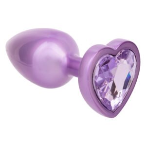 Анальная пробка CalExotics Diamond Heart Plug Small, фіолетова, 5,7 × 3,2 см
