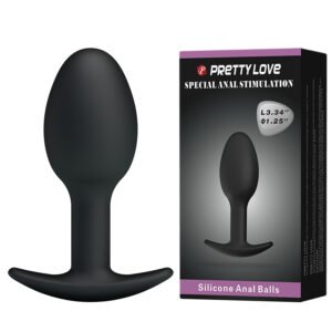 Анальна пробка силіконова PRETTY LOVE Heavy Balls, чорна, 8.4 х 3.2 см