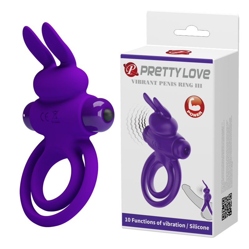 Ерекційне кільце PRETTY LOVE Penis Ring подвійним кільцем, фіолет Ерекційне кільце PRETTY LOVE Penis Ring подвійним кільцем, фіолет