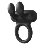 Ерекційне віброкільце Dreamtoys Ramrod Rabbit з вушками для клітора, чорне