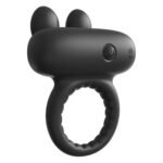 Ерекційне віброкільце Dreamtoys Ramrod Rabbit з вушками для клітора, чорне