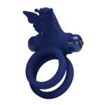 Ерекційне віброкільце подвійне PRETTY LOVE Powerful Ring Jamele з метеликом, 10 режимів, синє