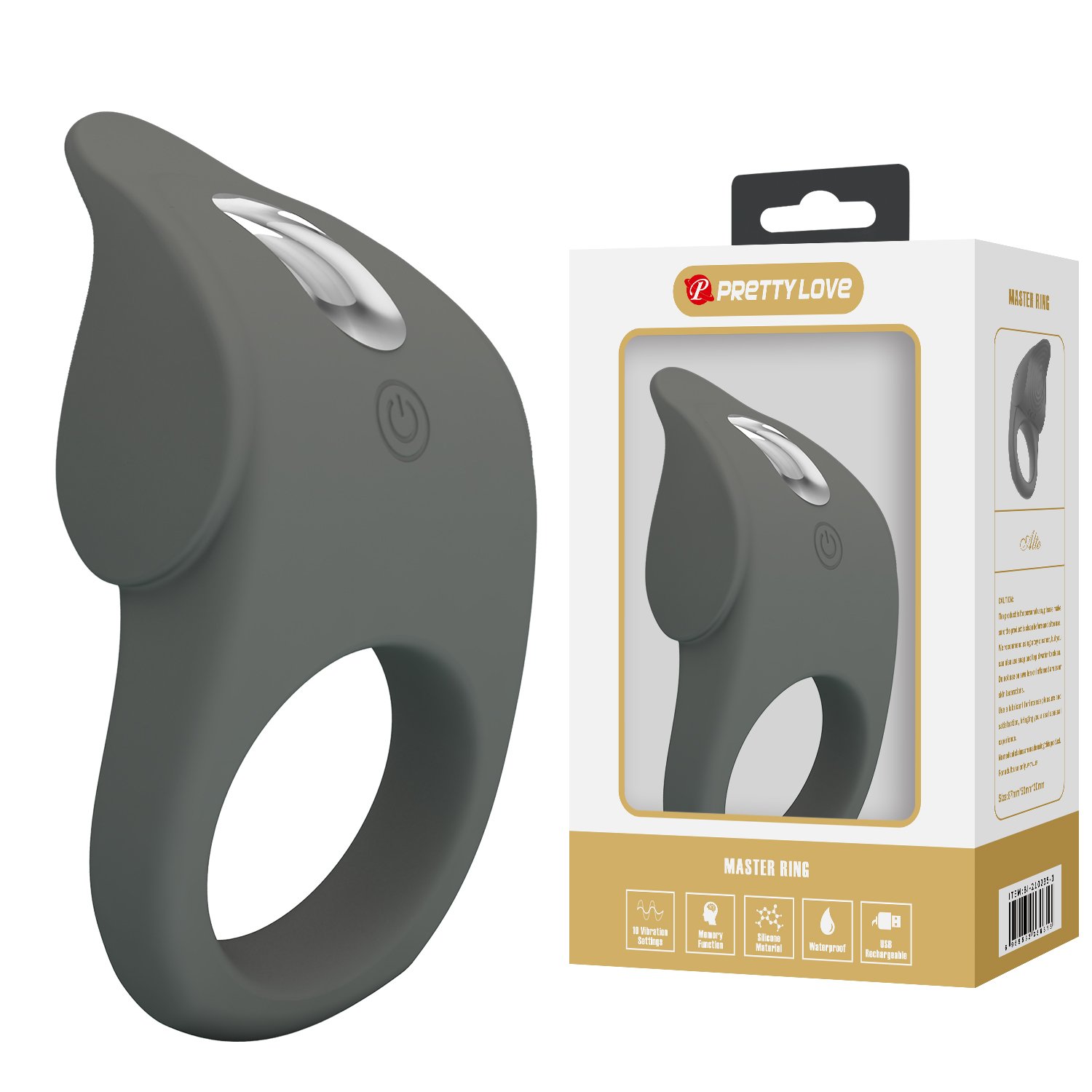 Ерекційне віброкільце PRETTY LOVE Master Ring силіконове, сіре, 8.7 х 5 см Ерекційне віброкільце PRETTY LOVE Master Ring силіконове, сіре, 8.7 х 5 см