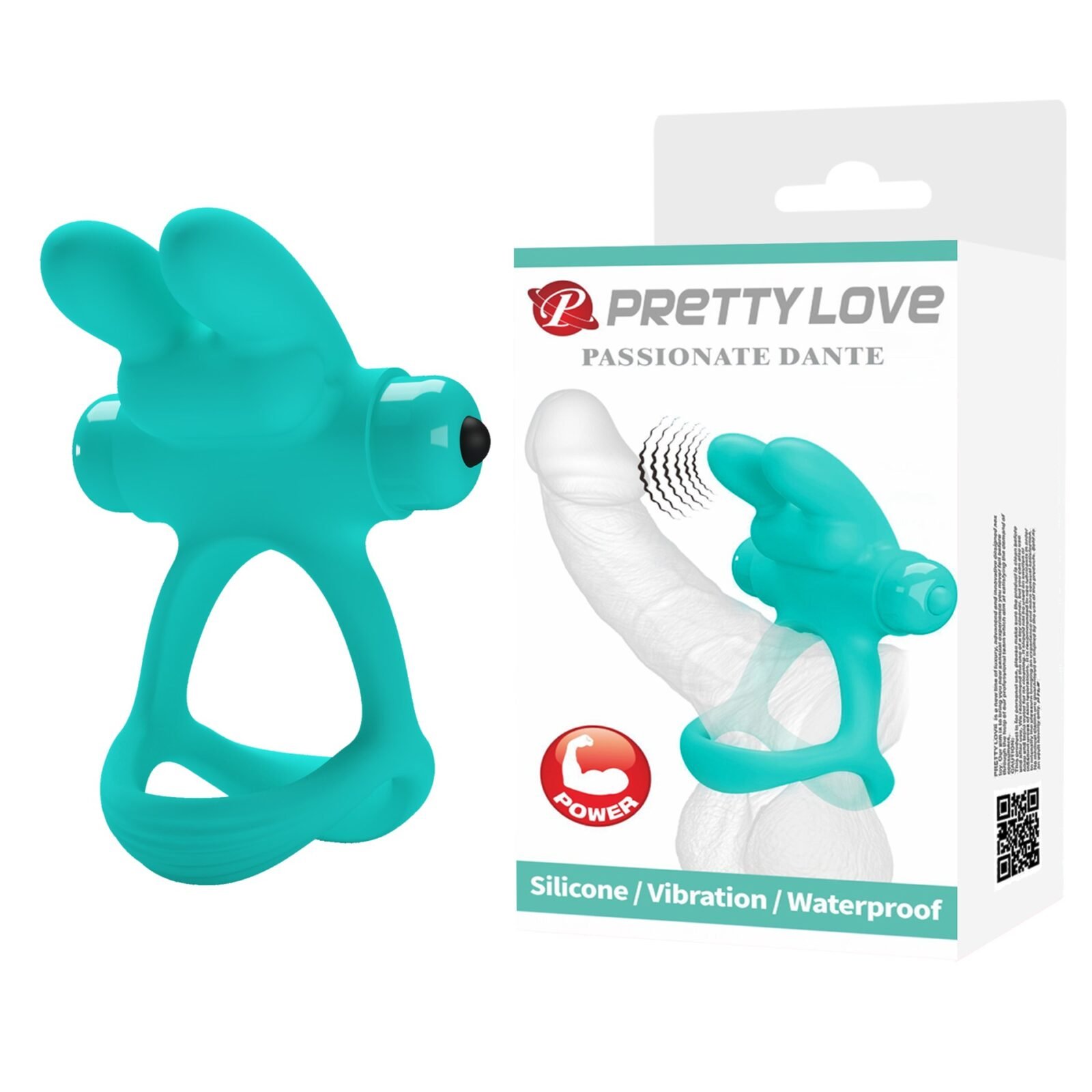 Ерекційне віброкільце з кроликом PRETTY LOVE Passionate Dante силіконове, бірюзове Ерекційне віброкільце з кроликом PRETTY LOVE Passionate Dante силіконове, бірюзове