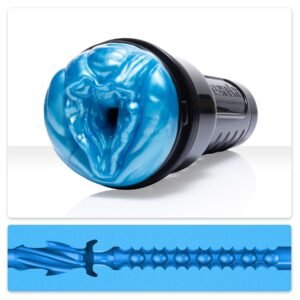 Мастурбатор вагіна з кібершкіри у колбі Fleshlight Freaks Alien Blue Metallic, синій