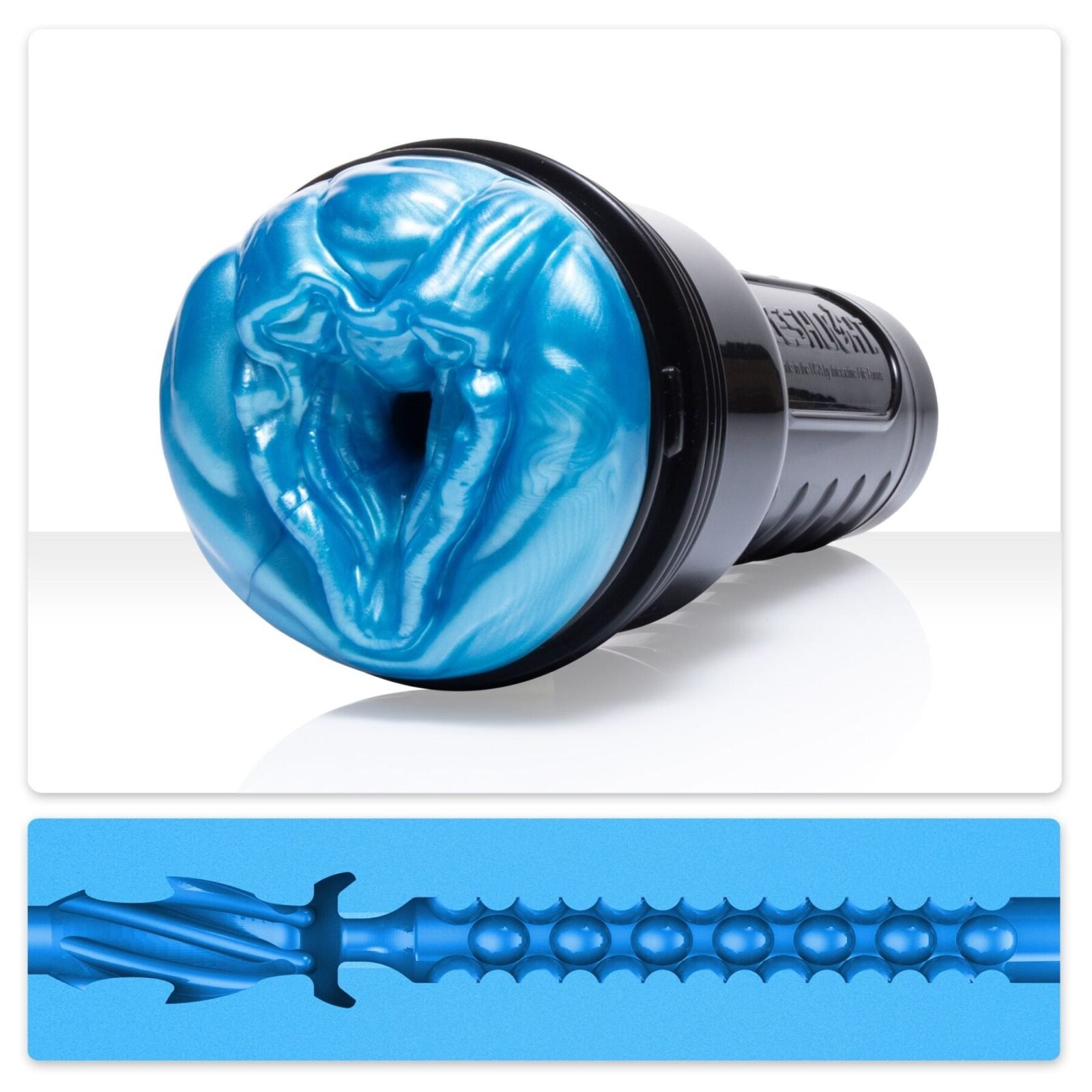 Мастурбатор вагіна з кібершкіри у колбі Fleshlight Freaks Alien Blue Metallic, синій Мастурбатор вагіна з кібершкіри у колбі Fleshlight Freaks Alien Blue Metallic, синій