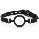 Кляп-кільце силіконовий DS Fetish на регульованому ремінці, чорний