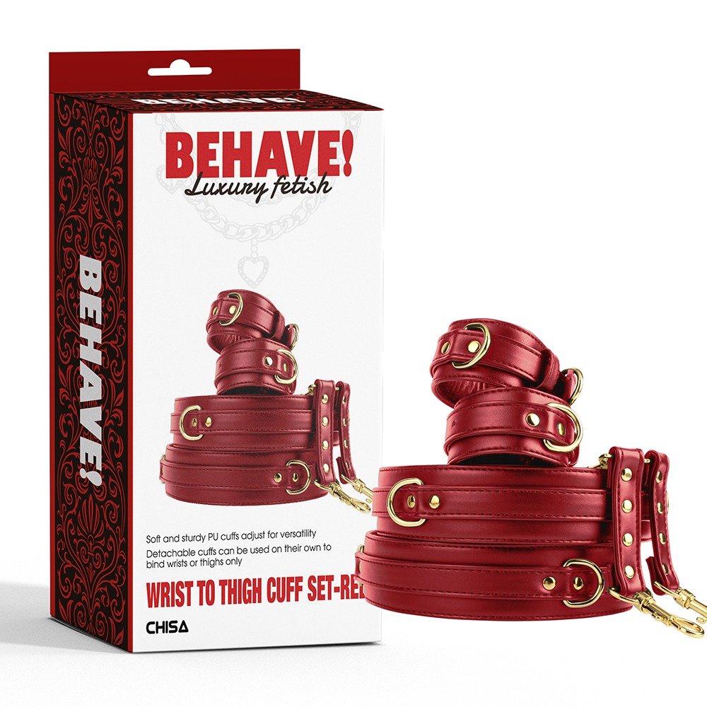 Комплект манжетів на зап'ястя та стегна Chisa BEHAVE! Luxury Fetish червоний Комплект манжетів на зап'ястя та стегна Chisa BEHAVE! Luxury Fetish червоний