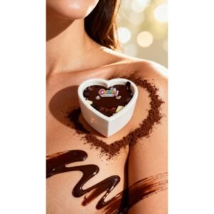 Масажна свічка з ароматом шоколаду Candy Chocolate у формі серця, 70 мл