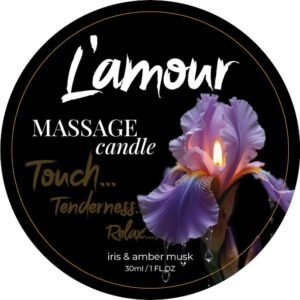 Масажна свічка L'amour Iris and Amber Musk з ароматом ірису та бурштинового мускусу, 30 мл