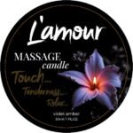 Масажна свічка L'amour Violet Amber з ароматом фіалки та ванілі, 30 мл