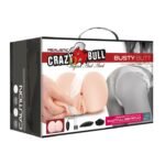 Мастурбатор вагіна та анус CRAZY BULL із двома віброкулями на пульті, бежевий, 16,6 × 15 см