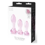 Набір анальних пробок DreamToys Glaze Glass Rosebud скляний, рожевий, 3 шт.
