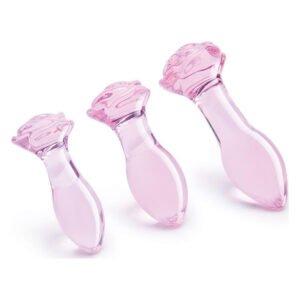 Набір анальних пробок DreamToys Glaze Glass Rosebud скляний, рожевий, 3 шт.