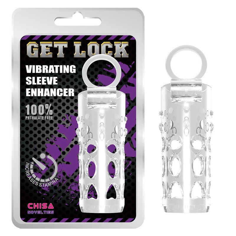 Насадка на член рельєфна Chisa Get Lock з кільцем на мошонку та місцем для вібропулі, прозора Насадка на член рельєфна Chisa Get Lock з кільцем на мошонку та місцем для вібропулі, прозора