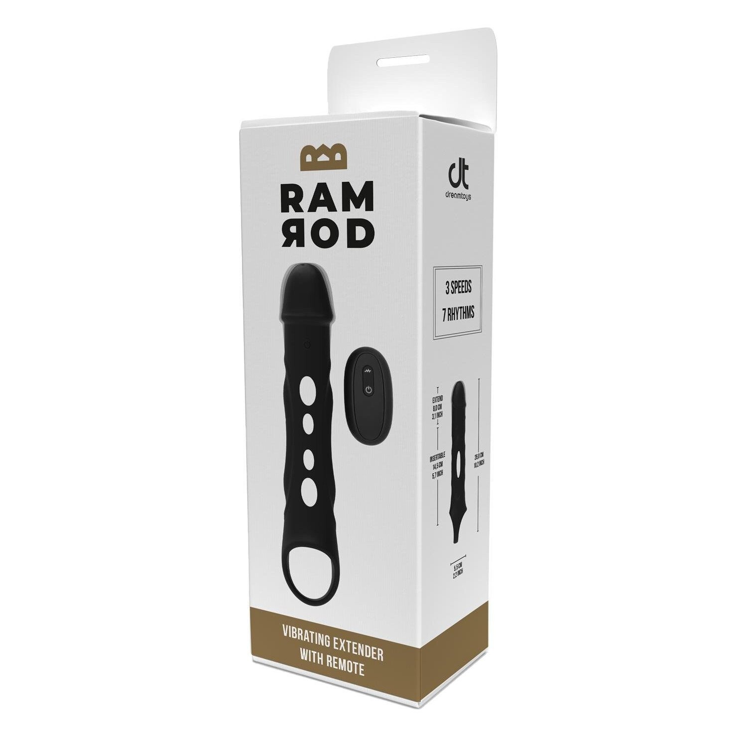 Насадка на пеніс із вібрацією Dream Toys Ramrod та пультом управління, чорна Насадка на пеніс із вібрацією Dream Toys Ramrod та пультом управління, чорна