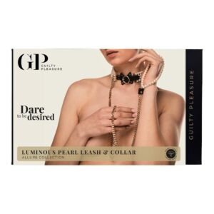 Повідець та нашийник Guilty Pleasure Pearl з перлами, чорно-золоті