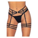 Leg Avenue Rhinestone garter strapps OS Black