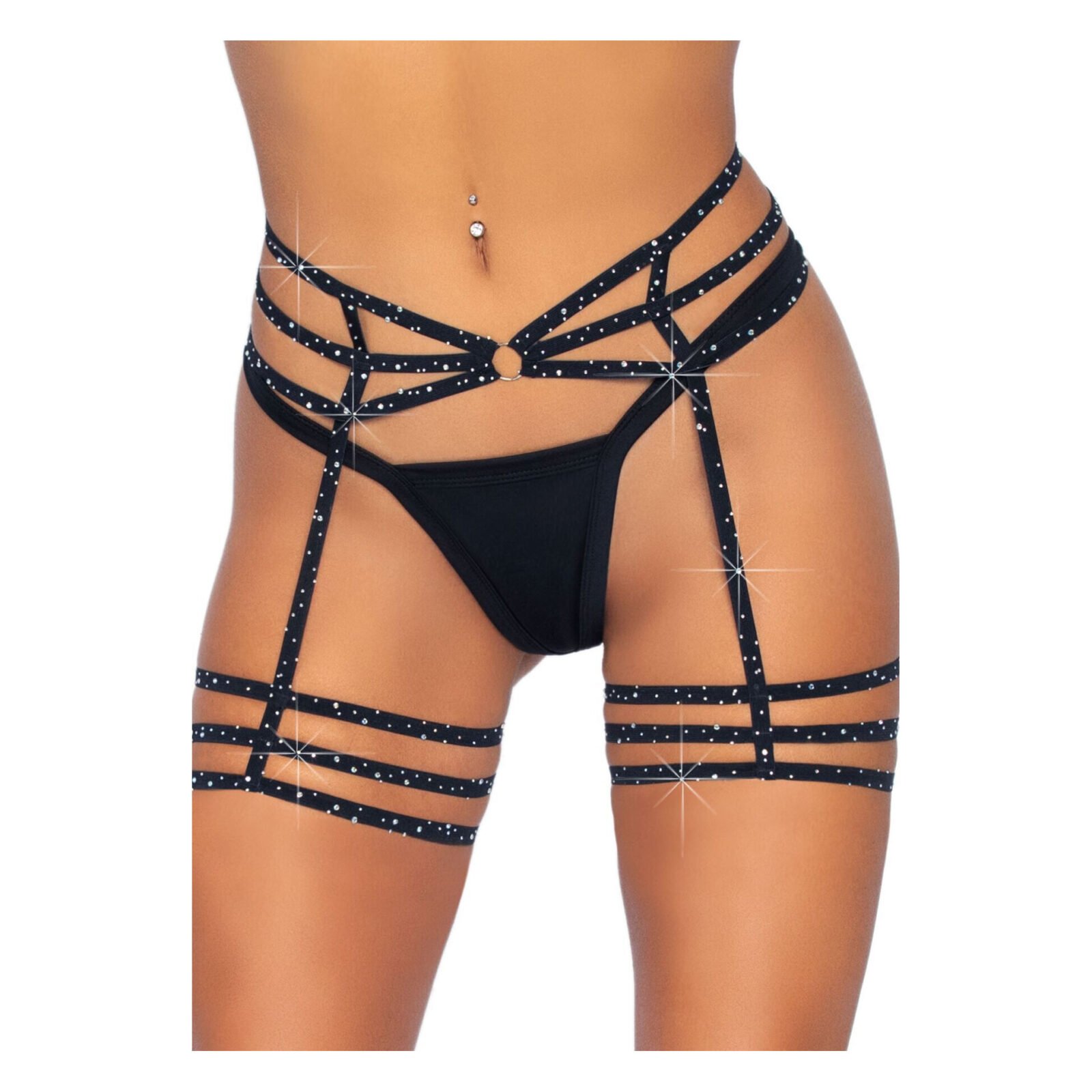 Leg Avenue Rhinestone garter strapps OS Black Leg Avenue Rhinestone garter strapps OS Black