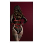Жіноча збруя з ланцюгом та фіксаторами Feral Feelings Harness with Cuffs Red