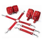 Набір для БДСМ Feral Feelings BDSM Kit 3 Red, наручники, поножі, хрестовина