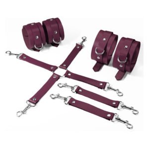 Набір для БДСМ Feral Feelings BDSM Kit 3 Burgundy, наручники, поножі, хрестовина