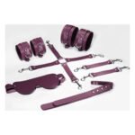 Набір Feral Feelings BDSM Kit 5 Burgundy, наручники, поножі, хрестовина, маска, падл