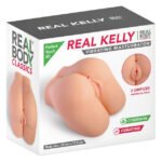 Мастурбатор-півторс з вібрацією Real Body Real Kelly, вагіна та анус, 24х17,5 см